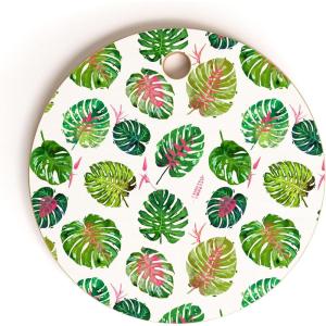 Society6 Bamboo Cutting Board- Kitchen Decor by 83 Oranges – Unique Cutting Boards for Kitchen, 16″ x 10.5″ x 0.5″, White Pigeons(Monstera Love)