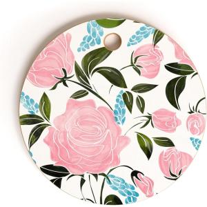 Society6 Bamboo Cutting Board- Kitchen Decor by 83 Oranges – Unique Cutting Boards for Kitchen, 16″ x 10.5″ x 0.5″, White Pigeons(Rosy II)