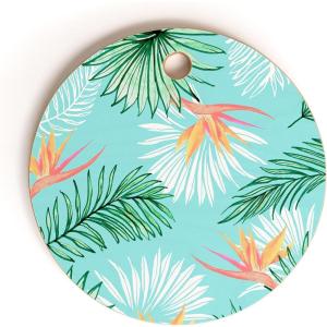 Society6 Bamboo Cutting Board- Kitchen Decor by 83 Oranges – Unique Cutting Boards for Kitchen, 16″ x 10.5″ x 0.5″, White Pigeons(Tropic Palm)