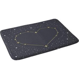 Society6 Bath Mat – Bathroom Decor by Emanuela Carratoni – Non-Slip Memory Foam Bathroom Rugs, Soft Microfiber, Machine Washable, 17″ x 24″, 70’s Floral(Heart Constellation)