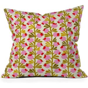 Society6 Home Annick-Decorative Accent Couch or Bed Throw Pillow Insert, 16″x16″, Palm Leaves Arch Pattern Rust(Minimal Nordic Flower Pink)