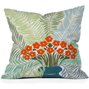 Society6 Home Annick-Decorative Accent Couch or Bed Throw Pillow Insert, 16″x16″, Palm Leaves Arch Pattern Rust(Palm Tree Leaf Bouquet)