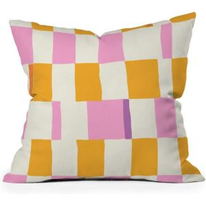 Society6 Home Annick-Decorative Accent Couch or Bed Throw Pillow Insert, 16″x16″, Palm Leaves Arch Pattern Rust(Summer Check Hand Drawn Orange)