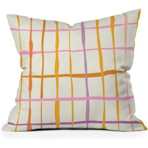 Society6 Home Annick-Decorative Accent Couch or Bed Throw Pillow Insert, 16″x16″, Palm Leaves Arch Pattern Rust(Summer Lines Orange)