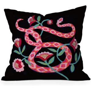 Society6 Indoor Throw Pillows – Home Decor by Misha Blaise Design – Decorative Accent Pillows for Couch or Bed, 16″ x 16″, Buen Dia(Garden Snake)