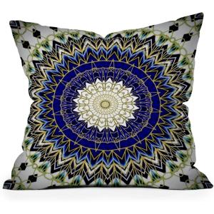 Society6 Indoor Throw Pillows – Home Decor by Sheila Wenzel-Ganny – Decorative Accent Pillows for Couch or Bed, 16″ x 16″, Contemporary Blue Bubble(Bohemian Blue Gold Mandala)