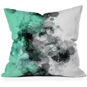 Society6 Indoor Throw Pillows – Home Decor by Sheila Wenzel-Ganny – Decorative Accent Pillows for Couch or Bed, 16″ x 16″, Contemporary Blue Bubble(Mint Green Paint Splatter Abstract)