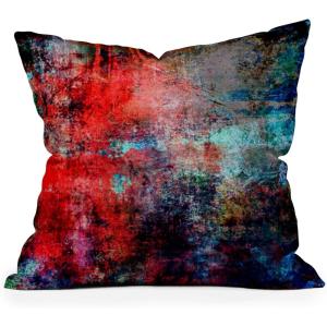 Society6 Indoor Throw Pillows – Home Decor by Sheila Wenzel-Ganny – Decorative Accent Pillows for Couch or Bed, 16″ x 16″, Contemporary Blue Bubble(Modern Red Abstract)