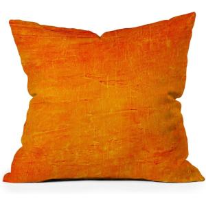 Society6 Indoor Throw Pillows – Home Decor by Sheila Wenzel-Ganny – Decorative Accent Pillows for Couch or Bed, 16″ x 16″, Contemporary Blue Bubble(Orange Sunset Textured Acrylic)