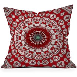 Society6 Indoor Throw Pillows – Home Decor by Sheila Wenzel-Ganny – Decorative Accent Pillows for Couch or Bed, 16″ x 16″, Contemporary Blue Bubble(Red White Bohemian Mandala)
