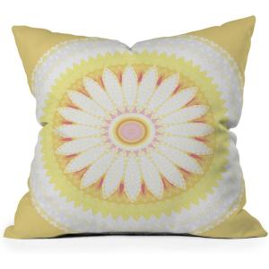 Society6 Indoor Throw Pillows – Home Decor by Sheila Wenzel-Ganny – Decorative Accent Pillows for Couch or Bed, 16″ x 16″, Contemporary Blue Bubble(Sunny Flower Mandala)