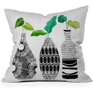 Society6 Modern Tropical Vintage Indigo Palm Throw Pillow, 18″x18″, Blue(Black And White Tribal Vases)
