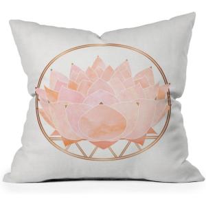 Society6 Modern Tropical Vintage Indigo Palm Throw Pillow, 18″x18″, Blue(Blush Zen Lotus)