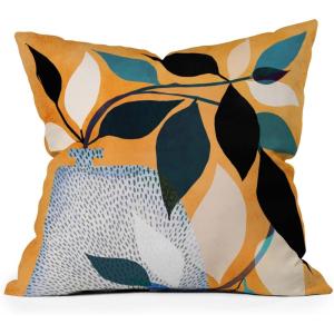Society6 Modern Tropical Vintage Indigo Palm Throw Pillow, 18″x18″, Blue(Ivy In The Courtyard)