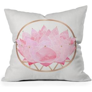 Society6 Modern Tropical Vintage Indigo Palm Throw Pillow, 18″x18″, Blue(Lotus Blossom)