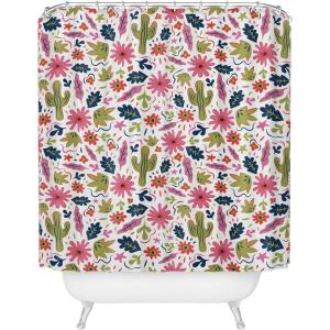 Society6 Shower Curtain – Bathroom Decor by Doodle by Meg – Fabric Shower Curtains for Bathroom, 72″ x 69″, Psychedelic Space(Cactus Folk Print)