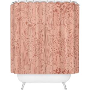 Society6 Shower Curtain – Bathroom Decor by Doodle by Meg – Fabric Shower Curtains for Bathroom, 72″ x 69″, Psychedelic Space(Cactus Scene in Pink)