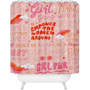 Society6 Shower Curtain – Bathroom Decor by Doodle by Meg – Fabric Shower Curtains for Bathroom, 72″ x 69″, Psychedelic Space(Girls Support Girls)