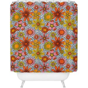 Society6 Shower Curtain – Bathroom Decor by Doodle by Meg – Fabric Shower Curtains for Bathroom, 72″ x 69″, Psychedelic Space(Groovy Flowers in Blue)
