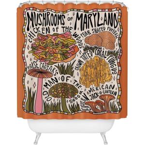 Society6 Shower Curtain – Bathroom Decor by Doodle by Meg – Fabric Shower Curtains for Bathroom, 72″ x 69″, Psychedelic Space(Mushrooms of Maryland)
