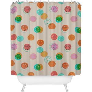 Society6 Shower Curtain – Bathroom Decor by Doodle by Meg – Fabric Shower Curtains for Bathroom, 72″ x 69″, Psychedelic Space(Smiley Face Stamp Print)