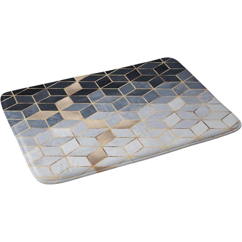 imageSociety6 Bath Mat  Bathroom Decor by Elisabeth Fredriksson  NonSlip Memory Foam Bathroom Rugs Soft Microfiber Machine Washable 21 x 34 Golden Geo 2Soft Blue Gradient Cubes 2