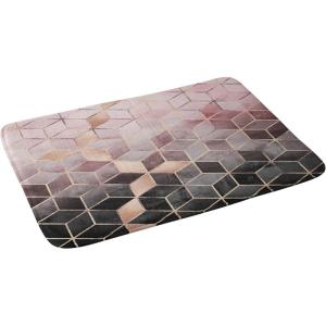 Society6 Bath Mat – Bathroom Decor by Elisabeth Fredriksson – Non-Slip Memory Foam Bathroom Rugs, Soft Microfiber, Machine Washable, 21″ x 34″, Golden Geo 2(Pink Grey Gradient Cubes 2)