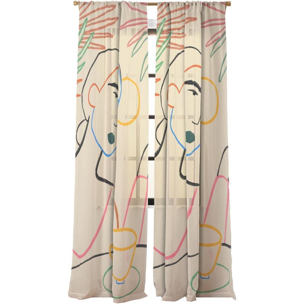imageSociety6 Sheer Curtains Window Decor by Sandra Poliakov Extra Long Floor to Ceiling Curtains 50 x 96 Plant Lady at HomeCoffee in the Garden