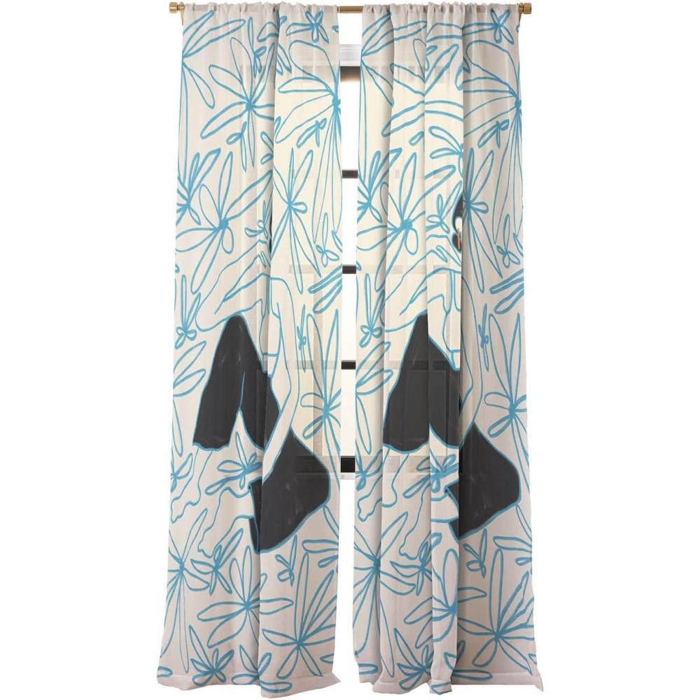 imageSociety6 Sheer Curtains  Window Decor by Sandra Poliakov  Extra Long Floor to Ceiling Curtains 50 x 96 Plant Lady at HomeWoman in a Field of Flowers