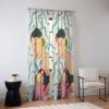 Society6 Sheer Curtains – Window Decor by Sandra Poliakov – Extra Long Floor to Ceiling Curtains, 50″ x 96″, Plant Lady at Home(Smiling Woman and Sunshine)