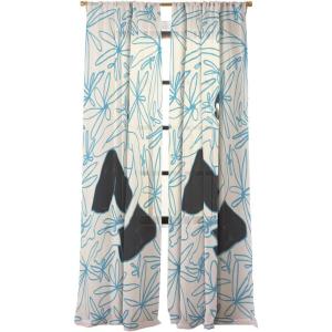 Society6 Sheer Curtains – Window Decor by Sandra Poliakov – Extra Long Floor to Ceiling Curtains, 50″ x 96″, Plant Lady at Home(Woman in a Field of Flowers)