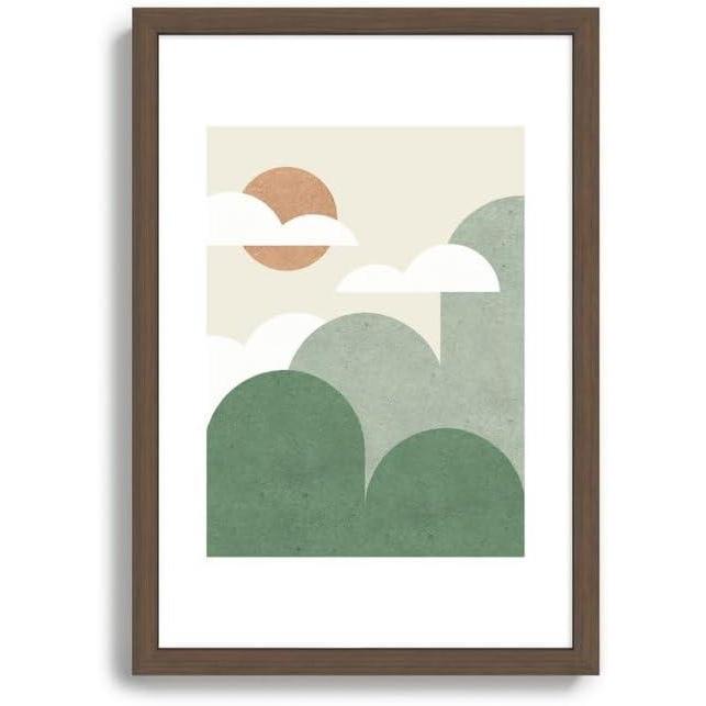 imageSociety6 Mountains And Clouds Framed Art Print  Modern Wall Decor by Moonlightprint  Framed Canvas Work of Art with GalleryQualtity Ink 13 X 19 Modern Walnut