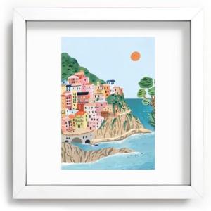 Society6 Cinque Terre by Ambers Textiles-Recessed Framed Print (White – 10″ x 10″)