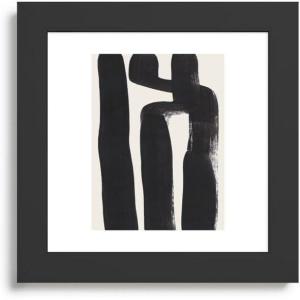 Society6 Mid Century Modern Minimalist Abstract Art Brush Strokes Black & White Ink Art Ancient Stripes Framed Art Print – Modern Wall Decor by Enshape – Framed Canvas, Work of Art with Gallery-Qualtity Ink, 10 X 10, Classic Black