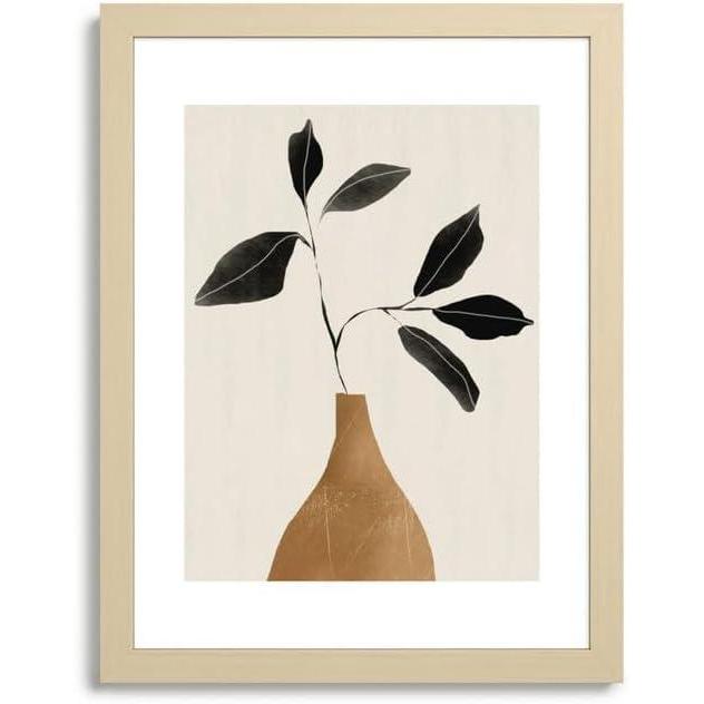 imageSociety6 Minimal Plant 6 Framed Art Print  Modern Wall Decor by Thingdesign  Framed Canvas Work of Art with GalleryQualtity Ink 18 X 24 Classic Maple