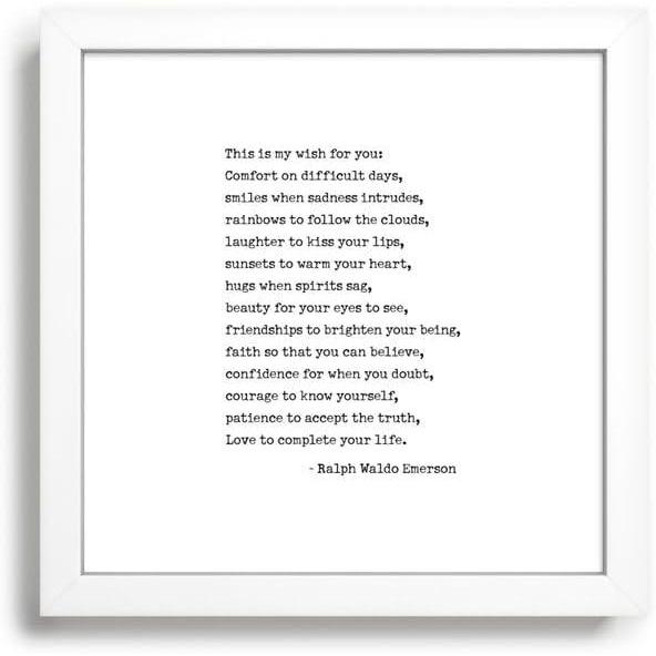 imageSociety6 My Wish For You Ralph Waldo Emerson Quote Framed Art Print Modern Wall Decor by Socoart Framed Canvas Work of Art with GalleryQualtity Ink 10 X 10 Modern White