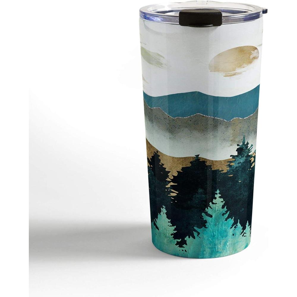 imageSociety6 SpaceFrogDesigns Moonlit Ocean Travel Mug 20oz Moonlit OceanForest Mist