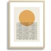 Society6 Ocean Wave Gold Sunrise – Mid Century Style Framed Art Print – Modern Wall Decor by Moonlightprint – Framed Canvas, Work of Art with Gallery-Qualtity Ink, 18 X 24, Modern Maple