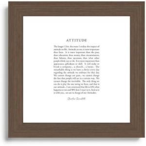 Society6 Charles Swindoll Quote, Attitude Framed Art Print – Modern Wall Decor by Socoart – Framed Canvas, Work of Art with Gallery-Qualtity Ink, 10 X 10, Classic Walnut