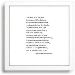 Society6 My Wish For You, Ralph Waldo Emerson Quote. Framed Art Print – Modern Wall Decor by Socoart – Framed Canvas, Work of Art with Gallery-Qualtity Ink, 10 X 10, Modern White