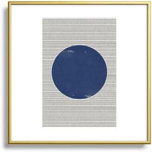 Society6 Navy Blue Woodblock Framed Art Print – Modern Wall Decor by The Miuus Studio – Framed Canvas, Work of Art with Gallery-Qualtity Ink, 10 X 10, Gold Metal