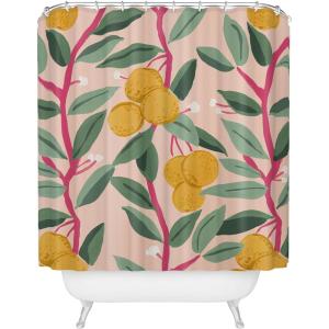 Society6 Shower Curtain – Bathroom Decor by Megan Galante – Extra Long Fabric Shower Curtains for Bathroom, 71″ x 74″, Boho Botanica Black(Arancia)