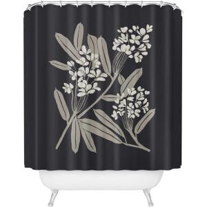 Society6 Shower Curtain – Bathroom Decor by Megan Galante – Extra Long Fabric Shower Curtains for Bathroom, 71″ x 74″, Boho Botanica Black(Boho Botanica Black)