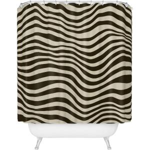 Society6 Shower Curtain – Bathroom Decor by Megan Galante – Extra Long Fabric Shower Curtains for Bathroom, 71″ x 74″, Boho Botanica Black(Galante Wavey I)