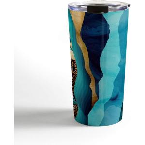 Society6 SpaceFrogDesigns Moonlit Ocean Travel Mug, 20oz, Moonlit Ocean(Indigo Desert Night)