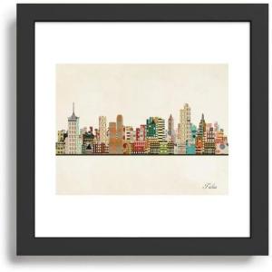 Society6 Tulsa Skyline Framed Art Print – Modern Wall Decor by Bri.buckley – Framed Canvas, Work of Art with Gallery-Qualtity Ink, 10 X 10, Modern Black