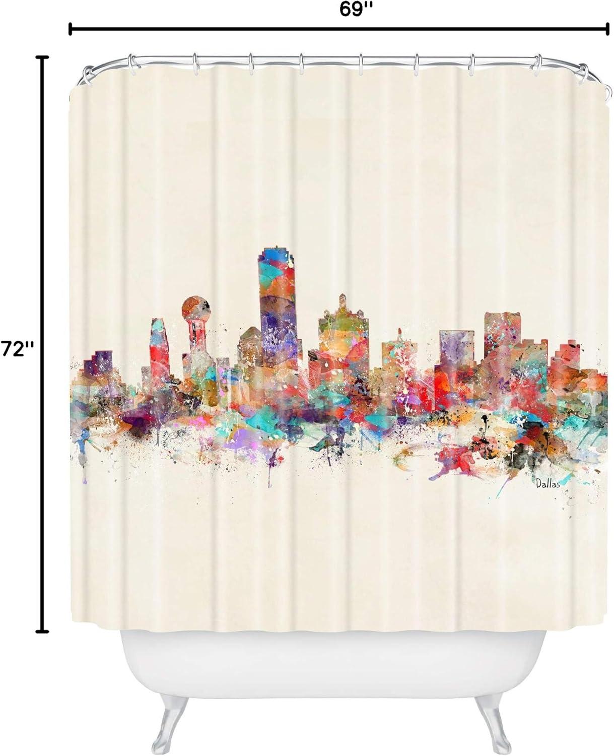 imageSociety6 Shower Curtain Bathroom Decor by Bri Buckley Extra Long Fabric Shower Curtains for Bathroom 72 x 69 Richmond Virginia SkylineDallas Texas Skyline