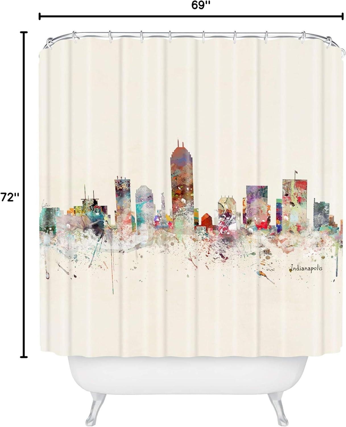 imageSociety6 Shower Curtain Bathroom Decor by Bri Buckley Extra Long Fabric Shower Curtains for Bathroom 72 x 69 Richmond Virginia SkylineIndianapolis Indiana Skyline
