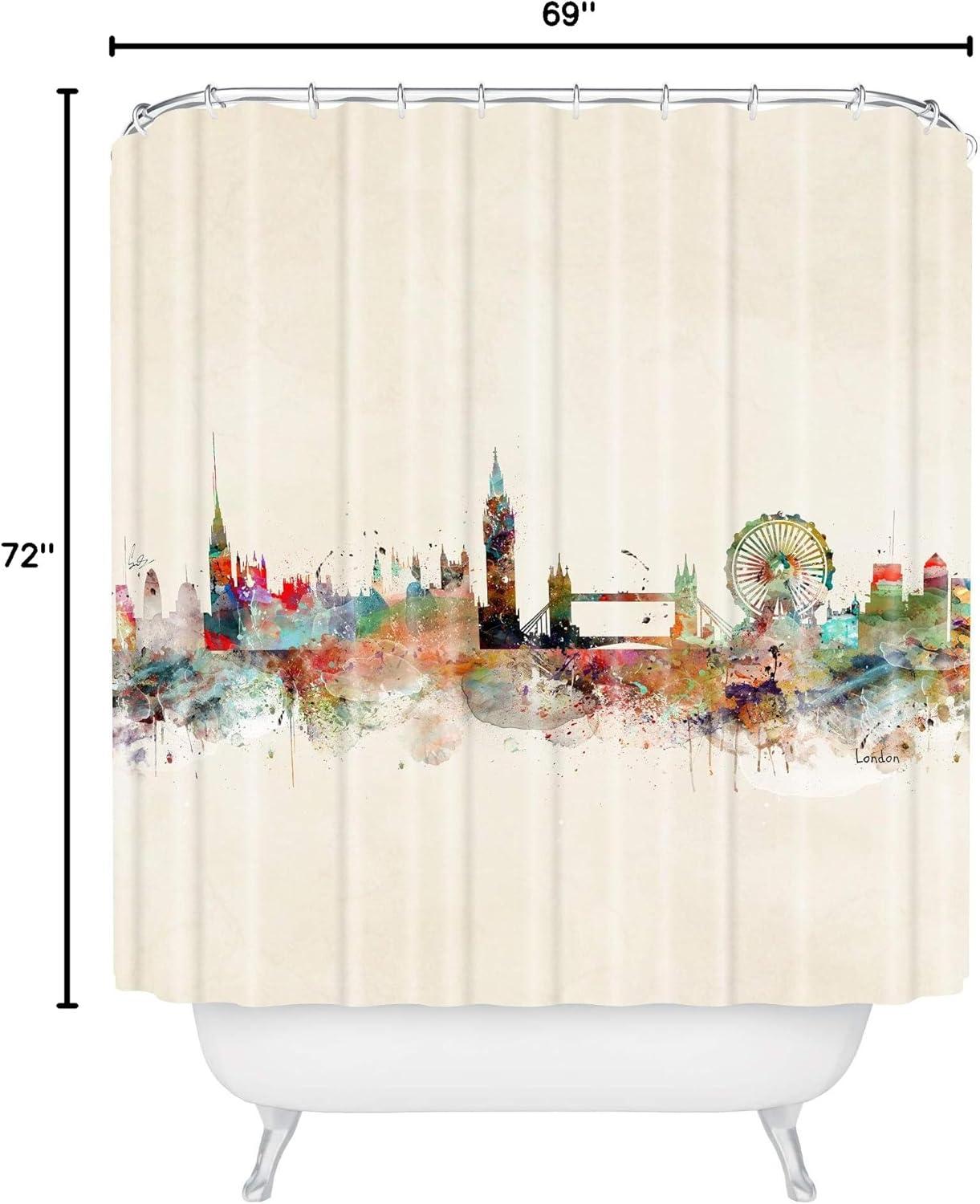 imageSociety6 Shower Curtain Bathroom Decor by Bri Buckley Extra Long Fabric Shower Curtains for Bathroom 72 x 69 Richmond Virginia SkylineLondon City Skyline