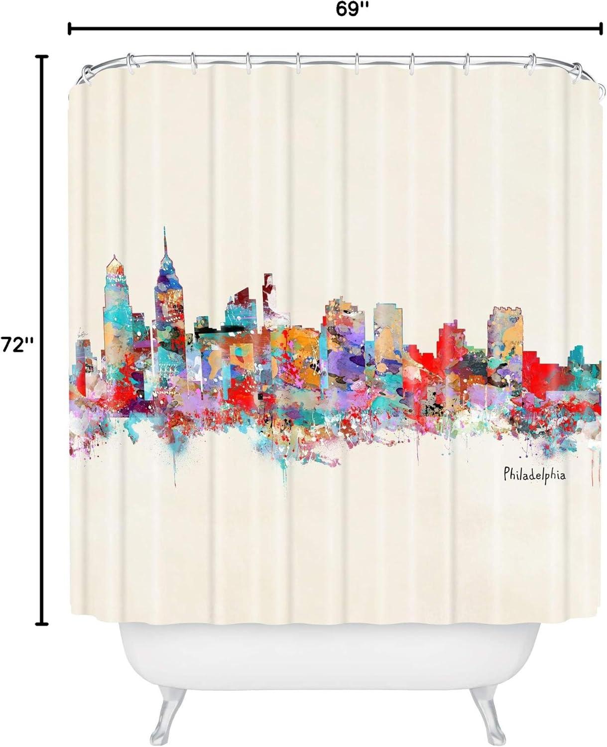 imageSociety6 Shower Curtain Bathroom Decor by Bri Buckley Extra Long Fabric Shower Curtains for Bathroom 72 x 69 Richmond Virginia SkylinePhiladelphia Skyline